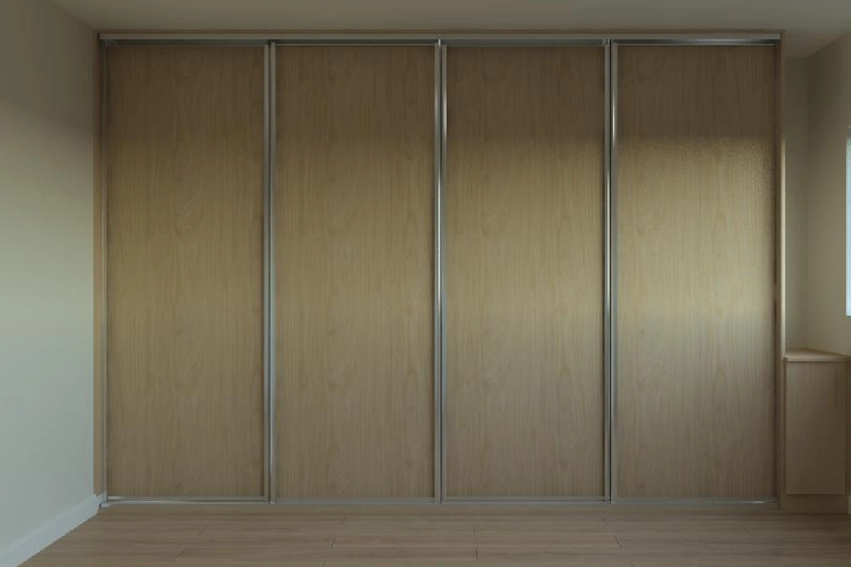 Volante sliding wardrobes in Light Natural Casella Oak installed in Hailsham, East sussex